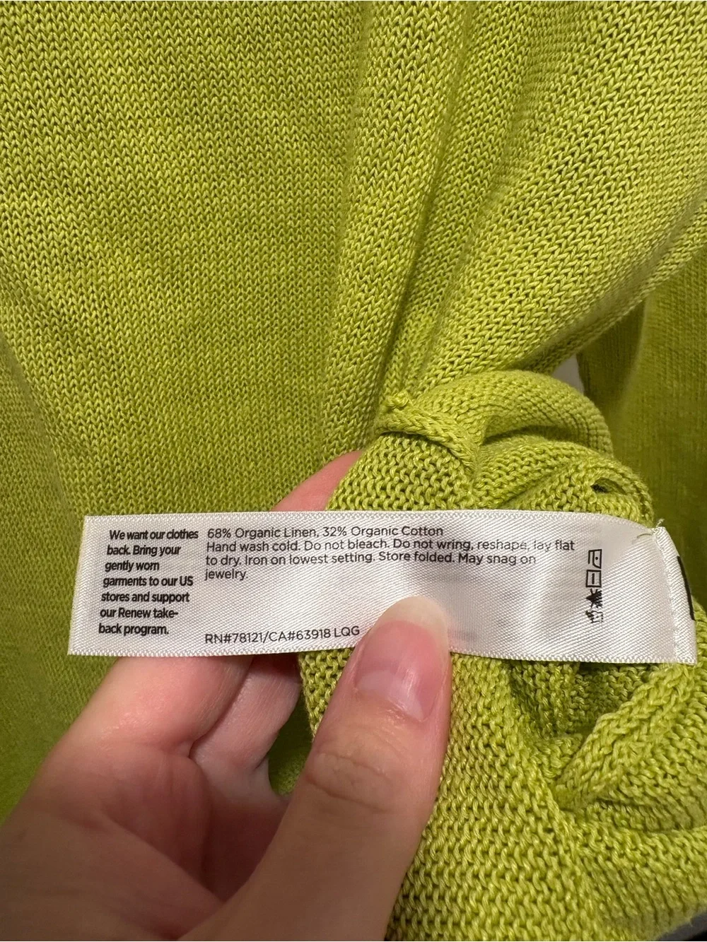 Eileen Fisher Organic Linen Cotton crewneck Sweater Lime Green Pullover L
